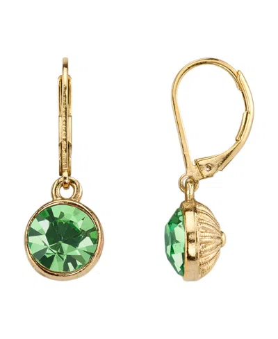 2028 14k Gold-dipped Period Green Faceted Drop Earrings