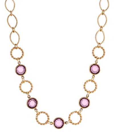 2028 14k Gold Dipped Purple Crystal Channel Set Necklace