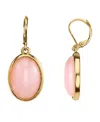 2028 14k Gold-dipped Semi-precious Rose Quartz Pink Oval Drop Earrings In Pink