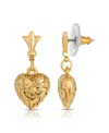 2028 14k Gold-dipped Textured Heart Drop Earrings In Gold-tone