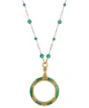 2028 14k Gold-plated Green Enamel Magnifier With Glass Beads Necklace In Green