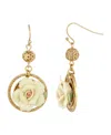 2028 14k Gold Plated Large Ivory Porcelain Rose Earrings In Ivory