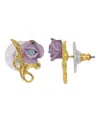 2028 14k Gold Plated Rose Button Earring In Lavendar