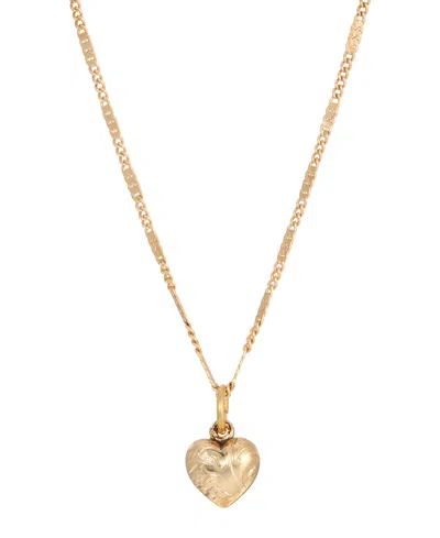2028 14k Gold-plated Small Puffed Heart Floral Pattern Necklace In Yellow