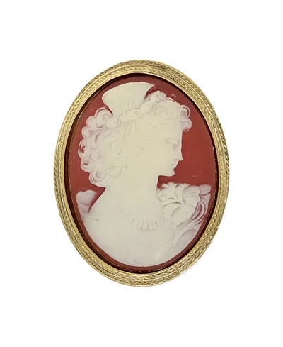 2028 14k Gold Dipped Carnelian Cameo Oval Pin
