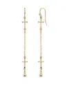2028 14k Gold Dipped Cross Chain Linear Drop Earrings In Yellow