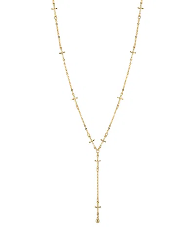 2028 14k Gold Tone Cross Chain Y Necklace 15" Adjustable In Yellow