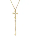2028 14k Gold-tone Crystal Accent Cross 15" Adjustable Y-necklace In White