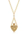 2028 14k Gold Dipped Crystal Filigree Heart With Glass Vial Necklace In Gold-tone