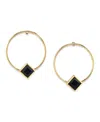 2028 14k Gold Dipped Diamond Shape Crystal Hoop Stainless Steel Post Small Earrings In Black