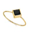 2028 14k Gold Dipped Diamond Shaped Crystal Ring In Black