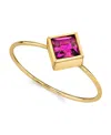 2028 14k Gold Dipped Diamond Shaped Crystal Ring In Fuchsia