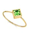2028 14k Gold Dipped Diamond Shaped Crystal Ring In Green