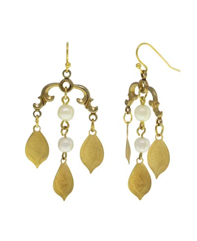 2028 14k Gold Dipped Imitation Pearl Drop Earring In White