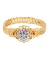 2028 14k Gold Dipped Light Blue Flower Overlay Belt Bracelet In Blue