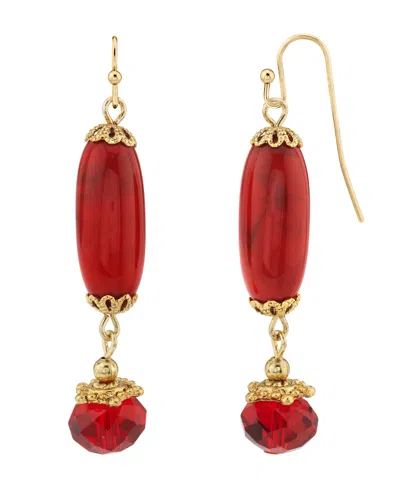 2028 14k Gold Dipped Linear Drop Earring In Red