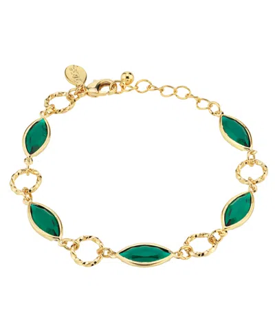 2028 14k Gold Dipped Link Bracelet In Green