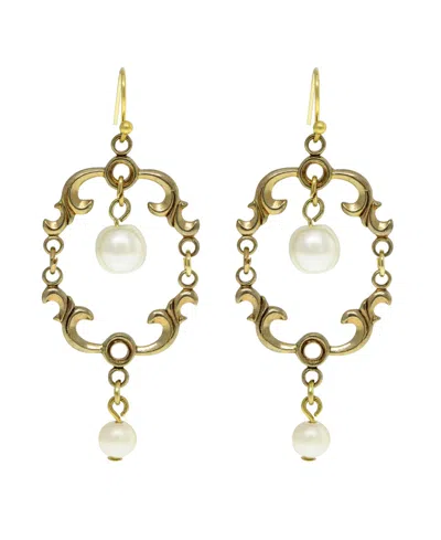 2028 14k Gold Dipped Pear Drop Wire Earring In White