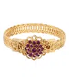 2028 14k Gold Dipped Purple Flower Overlay Belt Bracelet In Purple