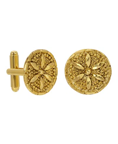 2028 14k Gold Dipped Round Cufflinks In Gold-plated