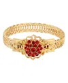 2028 14k Gold Dipped Siam Red Flower Overlay Belt Bracelet In Red