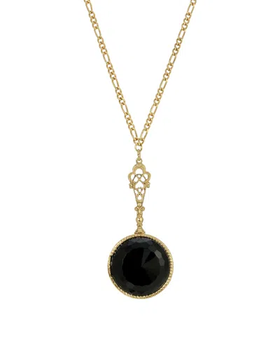 2028 Acrylic Black Round Pendant Necklace