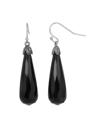 2028 Acrylic Elongated Teardrop Earrings In Black