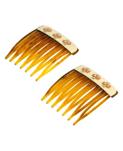 2028 Acrylic Floral Hair Comb Set, 2 Piece In White