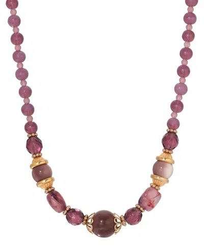 2028 Acrylic Glass Bead Strand Necklace In Purple