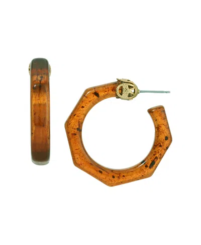 2028 Acrylic Tortoise Hoop Earring In Brown