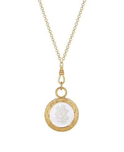2028 Antique Eintaglio Stone Necklace In Gold-tone