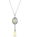 2028 Antique-like Pewter Imitation Pearl Drop Spinner Necklace In Silver