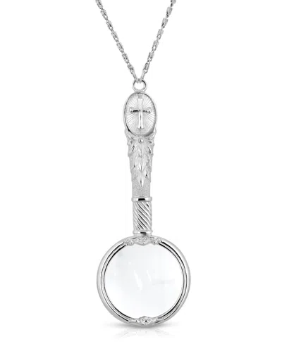2028 Antiqued Pewter Cross Etched Magnifier 28" Necklace