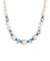 2028 Aqua And Mother Of Pearl Adjustable Necklace In White