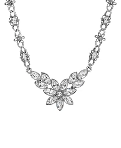 2028 Austrian Crystal Flower Necklace In Clear