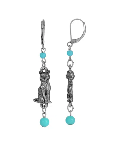 2028 Bead Cat Drop Earrings In Turquoise