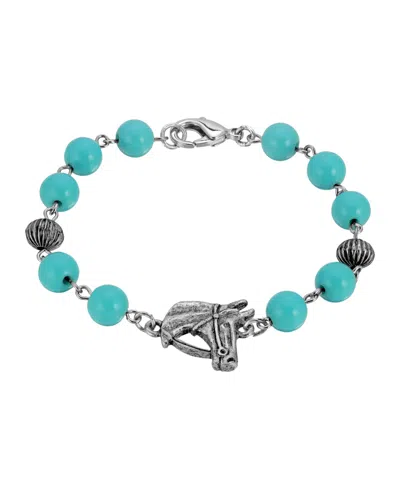 2028 Bead Horse Head Bracelet In Turquoise