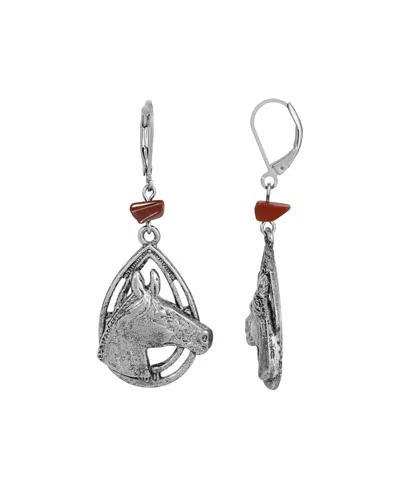 2028 Bead Horse Head Earrings In Red