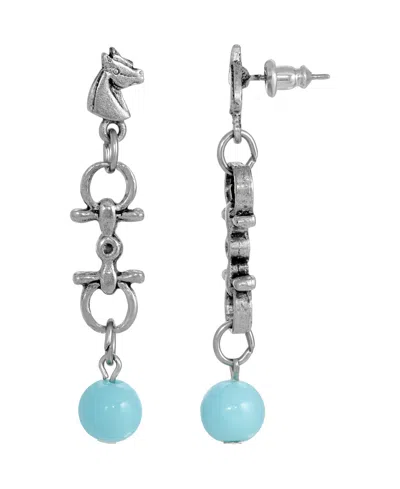 2028 Bead Horse Head Earrings In Turquoise