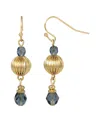 2028 Bead Wire Drop Earrings In Blue