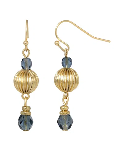 2028 Bead Wire Drop Earrings In Blue