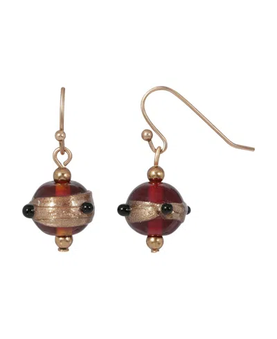 2028 Bead Wire Drop Earrings In Brown