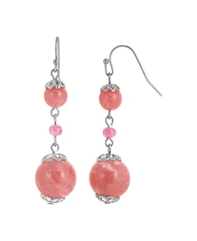2028 Beaded Drop Earrings In Pink