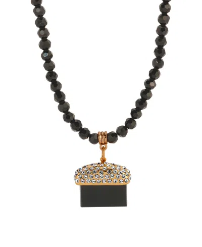 2028 Black Bead Onyx Stone Necklace