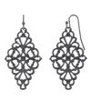 2028 Black-tone Filigree Diamond Drop Earrings In Black