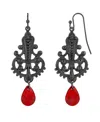 2028 Black-tone Filigree Earring In Red
