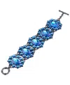 2028 Black-tone Sapphire Blue Faceted Toggle Bracelet In Blue
