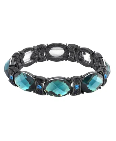2028 Black-tone Stretch Bracelet In Blue