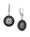 2028 Blue Crystal Round Filigree Drop Earrings In Blue