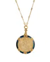 2028 Blue Enamel Crystal Round Zodiac Necklace In Aquarius